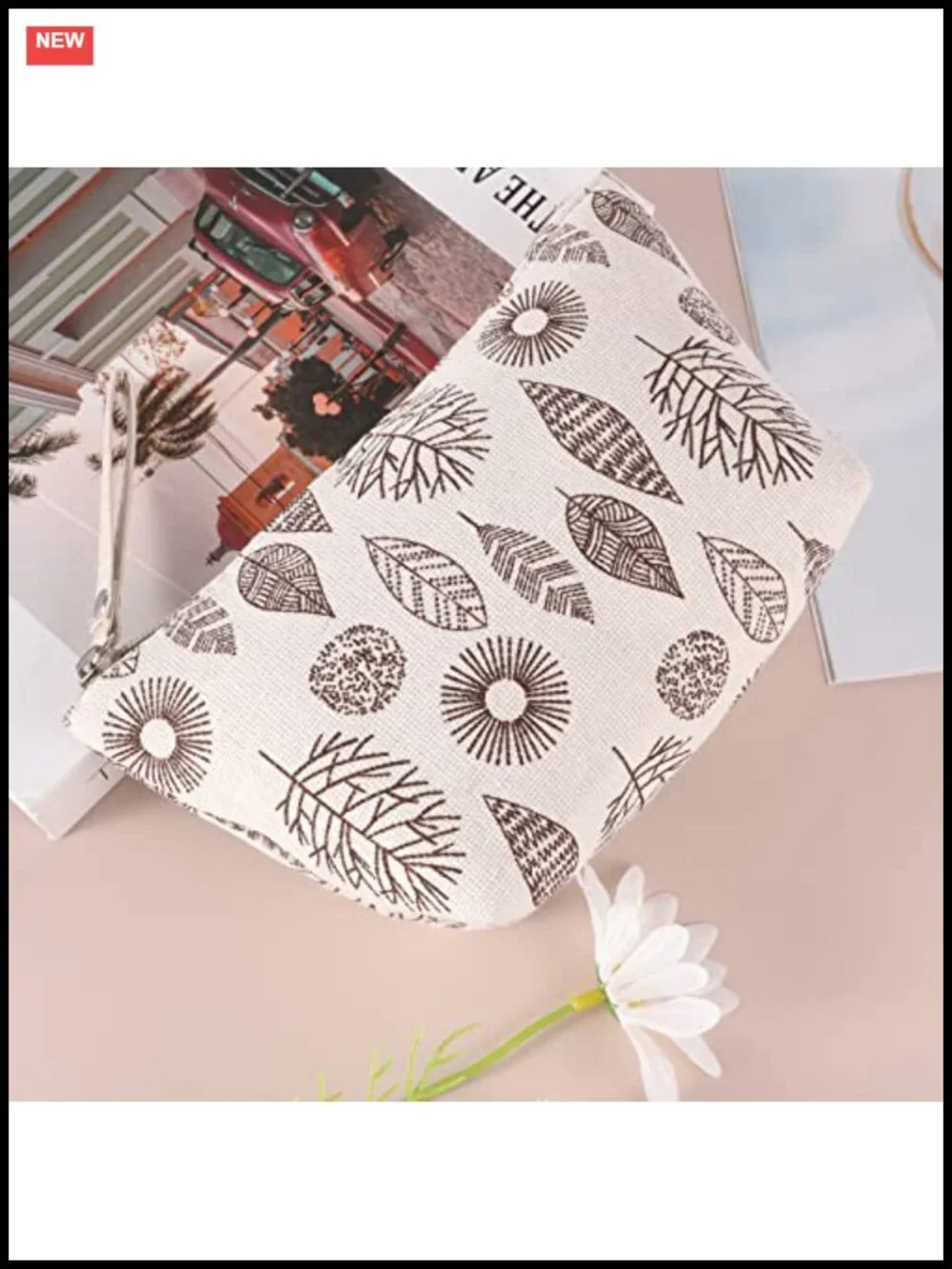 Set of 4 Canvas Cosmetic Bags with Zipper, Portable Travel Makeup Pouch
